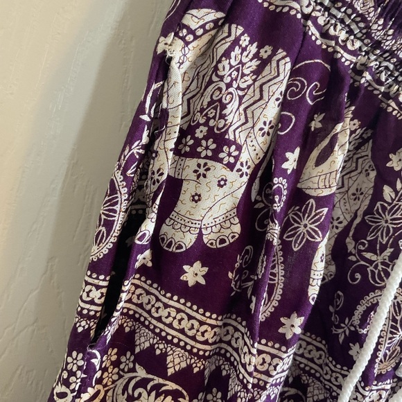 Elephant Print Purple Pants 100% rayon women - Picture 7 of 11